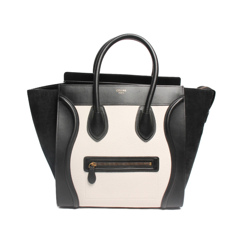 Celine Handbag Tote Bag Black x White Luggage Mini Shopper